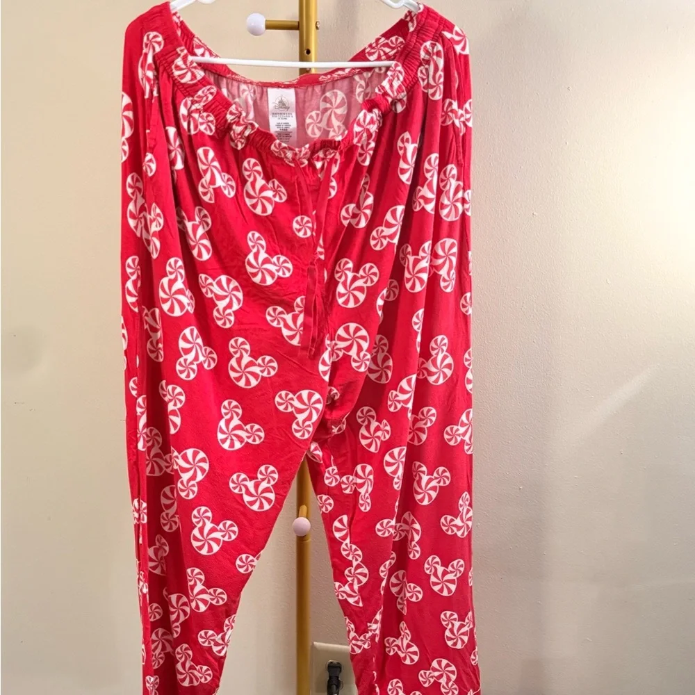 Disney Parks Peppermint Print Pajama Set Women XL Red - Picture 7 of 10